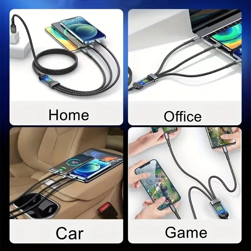 3-in-1 100W Super Fast Charging & Data Cable | Android + Type-C + iPhone