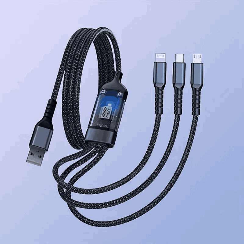 3-in-1 100W Super Fast Charging & Data Cable | Android + Type-C + iPhone