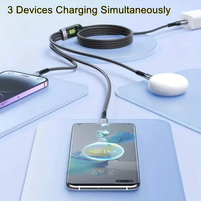 3-in-1 100W Super Fast Charging & Data Cable | Android + Type-C + iPhone