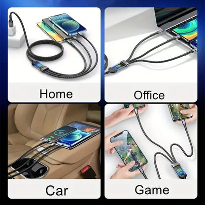 3-in-1 100W Super Fast Charging & Data Cable | Android + Type-C + iPhone