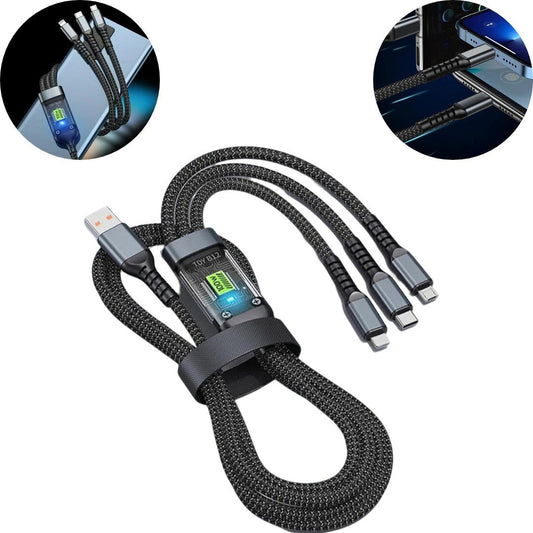 3-in-1 100W Super Fast Charging & Data Cable | Android + Type-C + iPhone